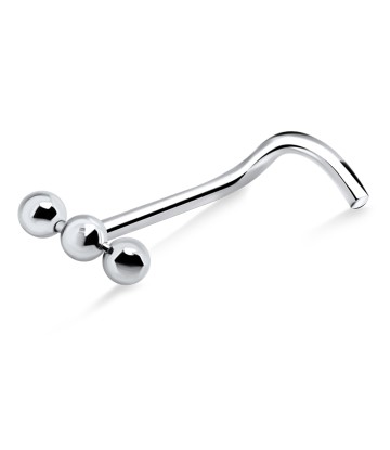 3 Balls Shaped Silver Curved Nose Stud NSKB-48